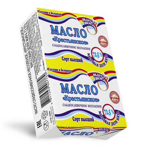 Государственное предприятие «Мозырские молочные продукты»: масло «Крестьянское» сладко-сливочное несоленое массовой долей жира 72,5%